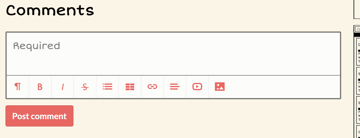Expanded comment box